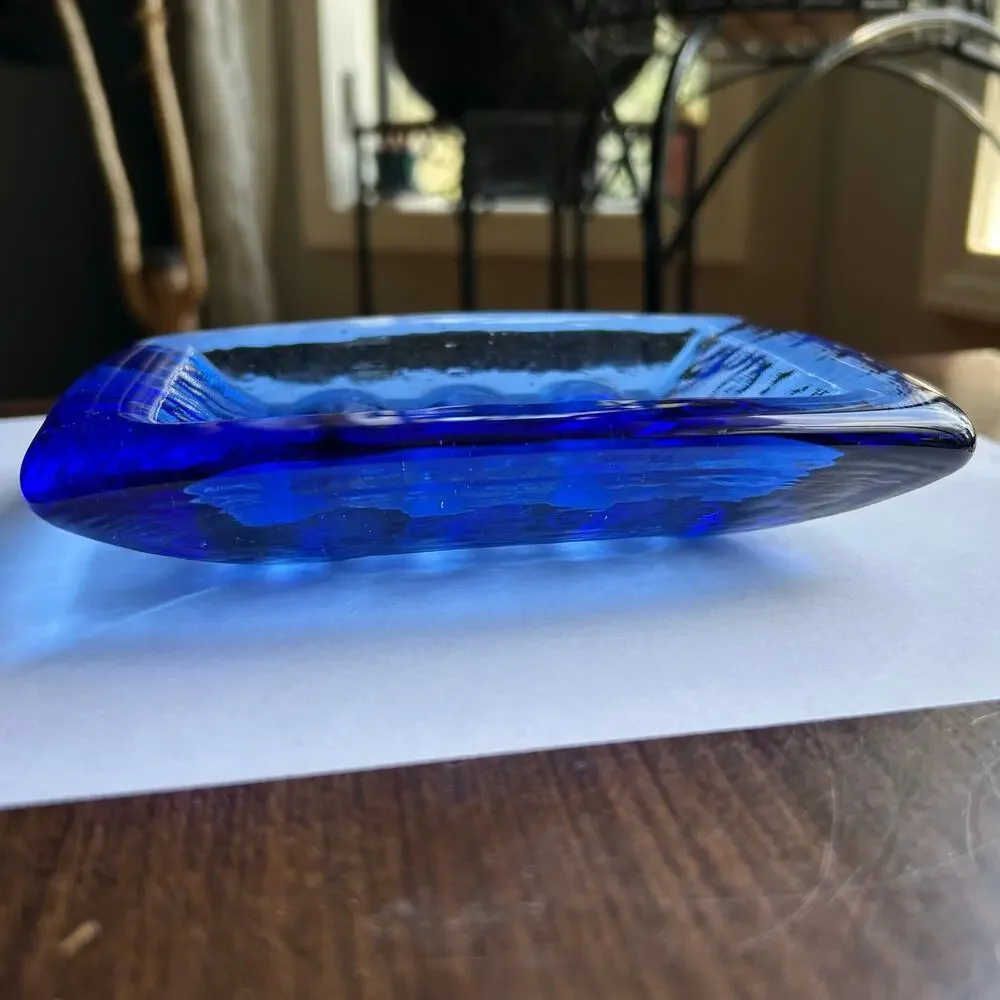 Fire and Light Cobalt Blue Soap dish recycled glass